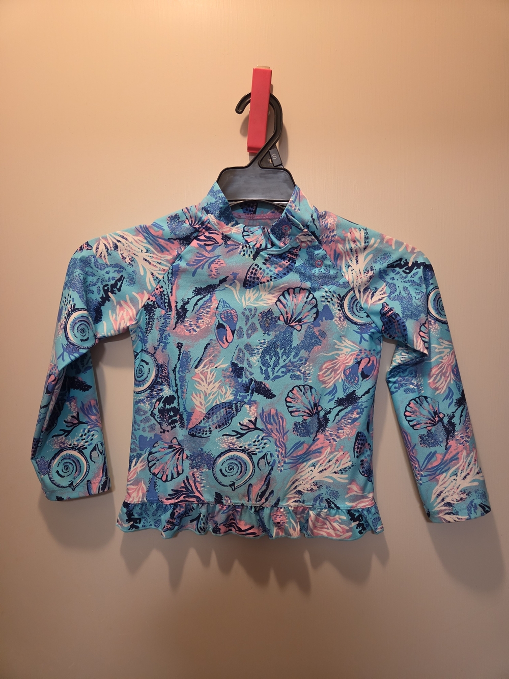 Coolibar Kids Long Sleeve Rashguard - Turquoise, Pink & Navy Sea Life Print
